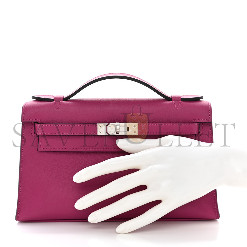 H**mes swift kelly pochette clutch rose pourpre (22*14*7cm)